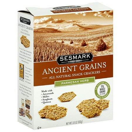 Sesmark Ancient Grains Parmesan Herb Crackers, 3.5 oz (Pack of 6)