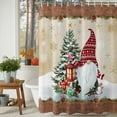 thumbnail image 2 of Christmas Shower Curtain, 72" x 72", Xmas Dwarfs Pine Tree Snowflakes Yellow Wood Grain Waterproof Bathroom Curtain Washable Shower Curtain Set with 12 Hooks, 2 of 6