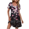 thumbnail image 2 of gljltg Women's Summer Fashion Polka Printing Pocket Short Sleeve V-Neck Tank Sundresses with Hidden Pockets, Tunic Waist, Above Knee Length Suitable for Beach, Daily, Vacation, 2 of 7