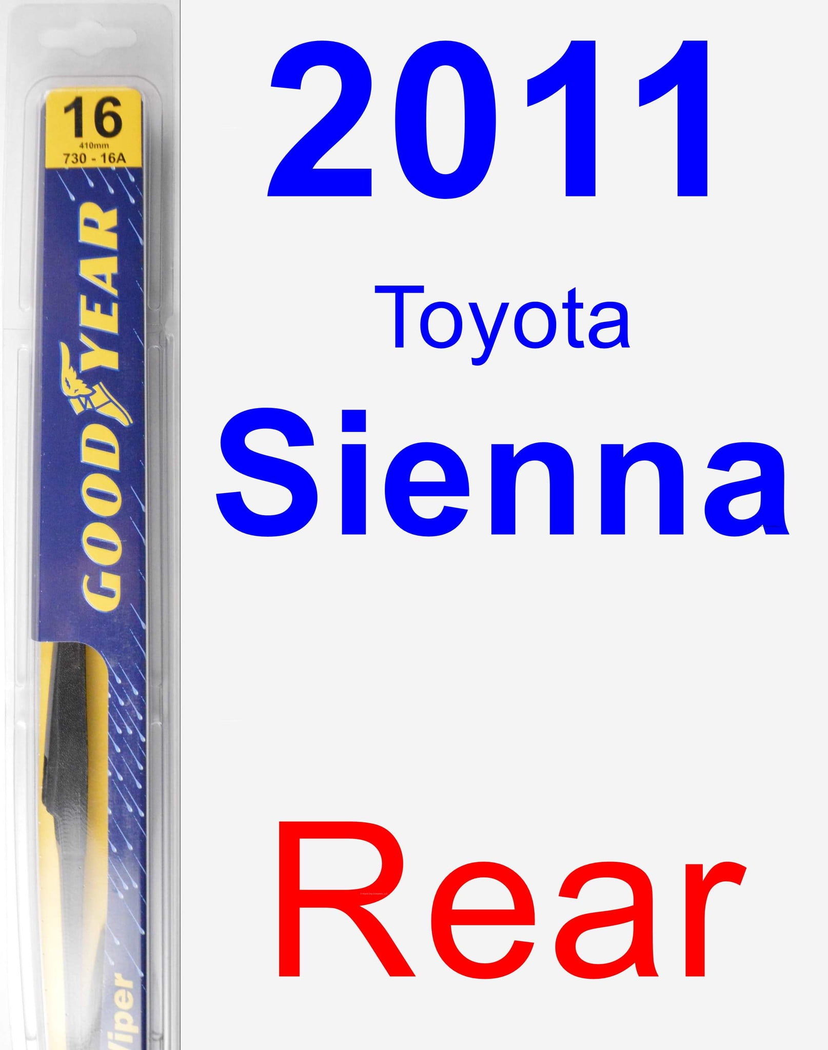 2011 Toyota Sienna Rear Wiper Blade Rear