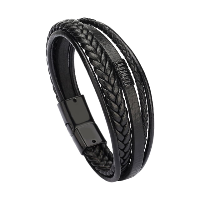 Tejida Del Brazalete de de Los Hombres de Cuero Sunnimix Pulseras anchas de puño
