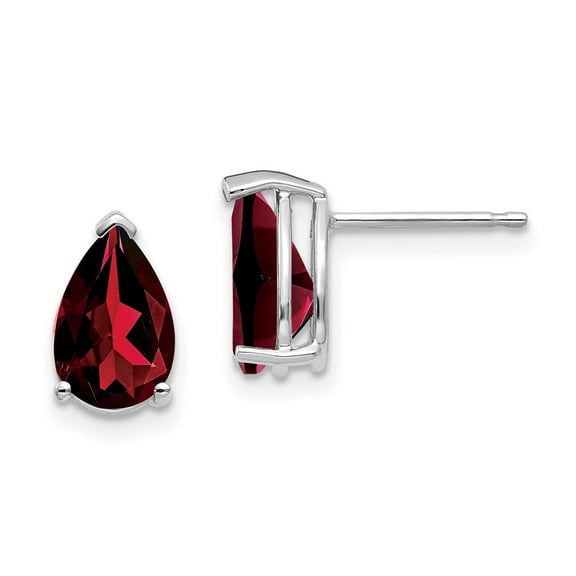 Primal Gold 14 Karat White Gold 9x6mm Pear Garnet Earrings