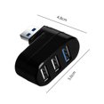 thumbnail image 3 of Adaptador Divisor De Transferencia De Datos Mini divisor giratorio de 3 puertos USB Hub U Disk Reader para PC (USB 3.0 negro), 3 of 5