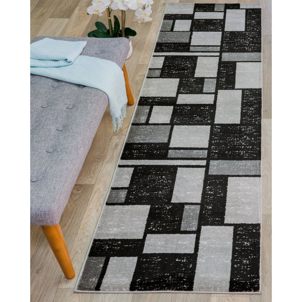 World Rug Gallery Contemporary Modern Boxes Area Rug or Runner