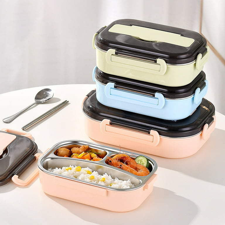 Plastic Reusable 10 Pcs Bento Box Food Storage Lunch Box 3 Slot  Microwavable