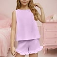 thumbnail image 4 of Clearance Gamivast Two Piece Sets for Girls Summer Sleeveless Shirts Casual Ruffle Ttrim Elastic Waisted Layered Shirts and Shorts Purple 12Y Vestidos De Verano Para Niña, 4 of 8