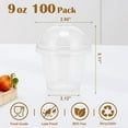 thumbnail image 2 of 100 Packs 9 oz Clear Plastic Cups with Dome Lids, Disposable Cups with Lids, Reusable Plastic Dessert Cups for Ice Cream, Cake, Snacks, Fruit, Cold Drinks, Milkshake, Pudding, Salad, 2 of 7