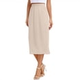 thumbnail image 2 of Wxolcjlv Womens Solid Midi Skirt Elastic Waist Lace Hem Casual Skirts, 2 of 5