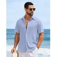 thumbnail image 2 of COOFANDY Mens Short Sleeve Casual Shirts Button Down Striped Summer Shirts Textured Vacation Beach Shirt, 2 of 6