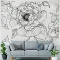 thumbnail image 4 of JRXY  Tapestry Grey Line Floral Black and White with Outline Rose Flowers Design Linear Home Decor Wall Hanging for Living Room Bedroom Dorm Painting, 4 of 6
