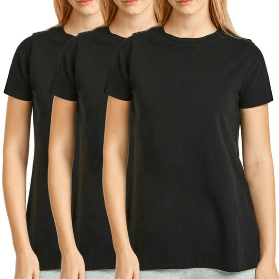 3 Pack Women's T-Shirts 95% Cotton Crew Neck Short Sleeve Tee Tops Classic Fit Regular Size Solid Breathable Casual Athletic Yoga Summer Activewear