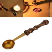 amlbb Kitchen Vintage Wood Handle Sealing Wax Brass Spoon on Clearance