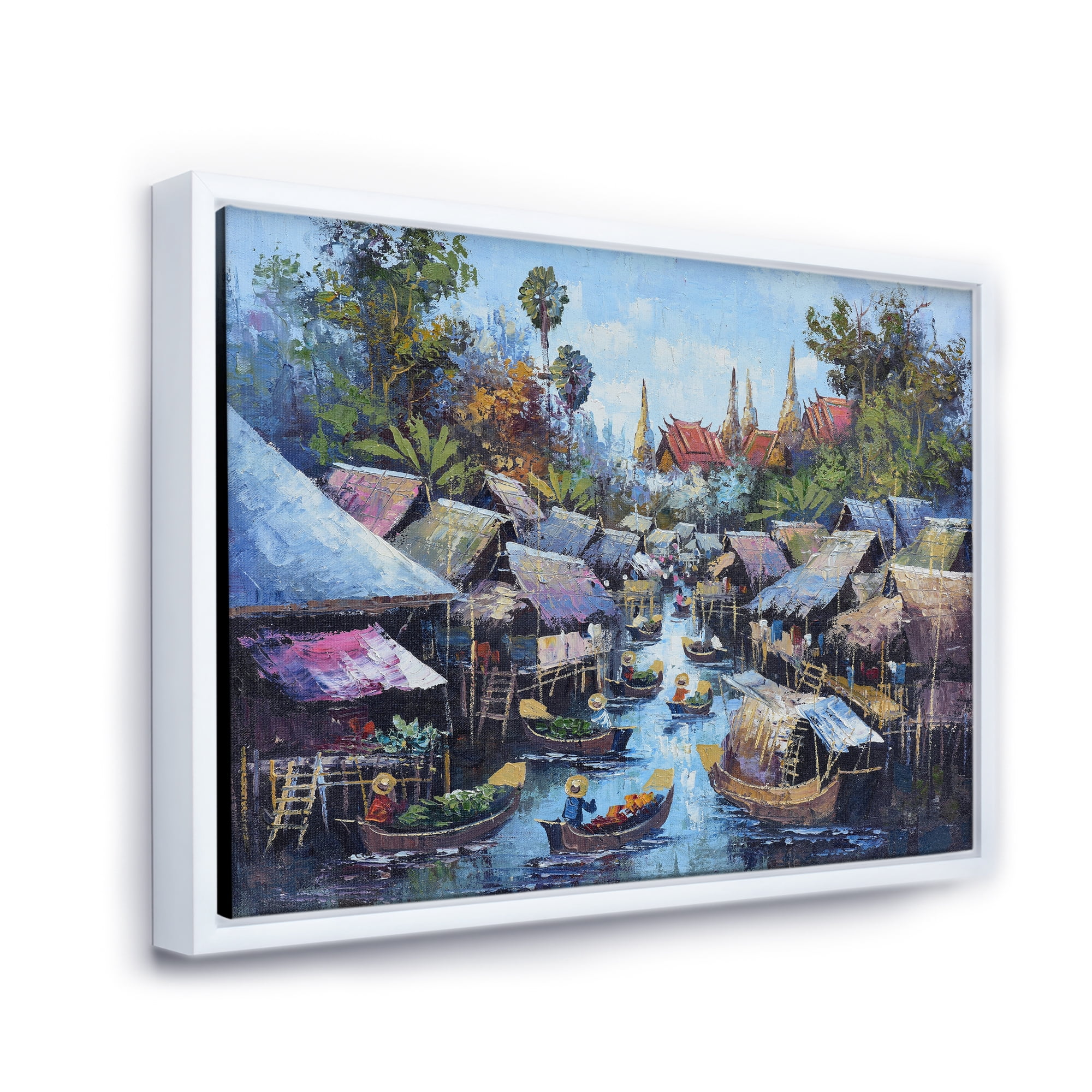 Designart 'Ancient Waterside Life I' Traditional Framed Canvas Wall Art Print