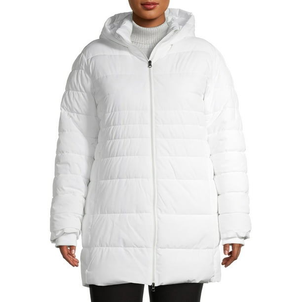 Swiss Tech Swiss Tech Women S Plus Size Mid Length Puffer Jacket With Hood Walmart Com Walmart Com