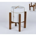 thumbnail image 1 of Mainstays Indoor Metal White Round Planters with Wood Stand 14.2"H, 1 of 9