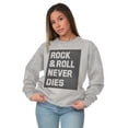 thumbnail image 3 of Rock N Roll Never Dies Metal Hardcore Unisex Plus Fleece Graphic Sweatshirt Brisco Brands 2X, 3 of 5