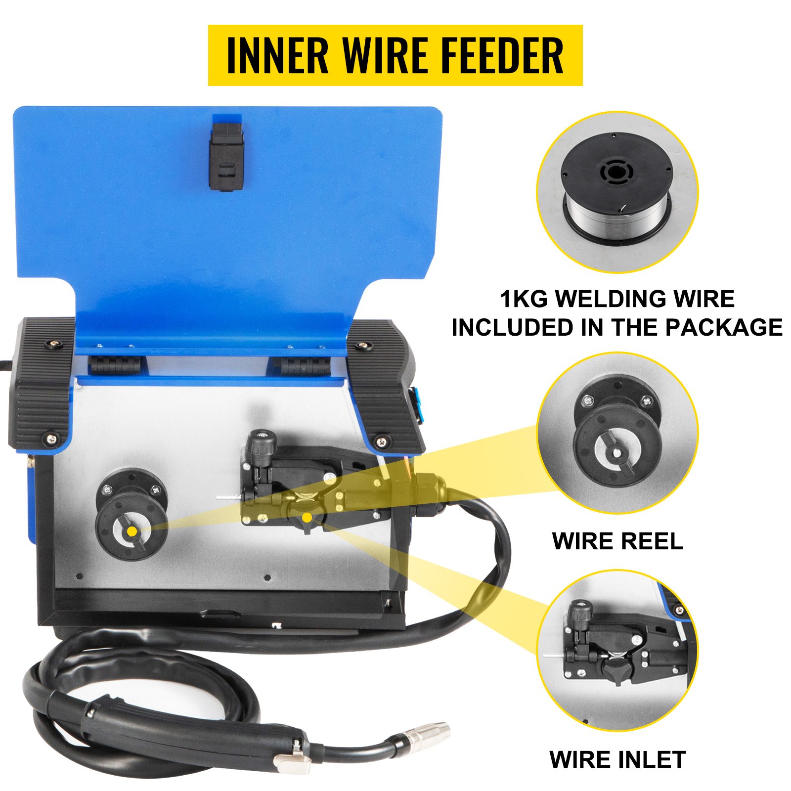 VEVORbrand MIG Welder, 130A Welding Machine, 3 in 1 Combo MMA/ MIG/ LIFT TIG Welder Machine, Flux Core Welder, MIG-130 Portable Welding Machine, mig welding equipment with 1 KG Welding Wire