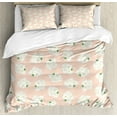 thumbnail image 1 of Floral Duvet Cover Set King Size, Simplistic Naive Nature Jasminum Sambac Bouquet Repetitive Pattern, Decorative 3 Piece Bedding Set with 2 Pillow Shams, Pale Peach Green and Cream, by Ambesonne, 1 of 3
