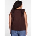 thumbnail image 3 of Terra & Sky Women's Plus Sleeveless Eyelet Ruffled Trim Cotton Tank Top, Sizes 0X-5X, 3 of 5
