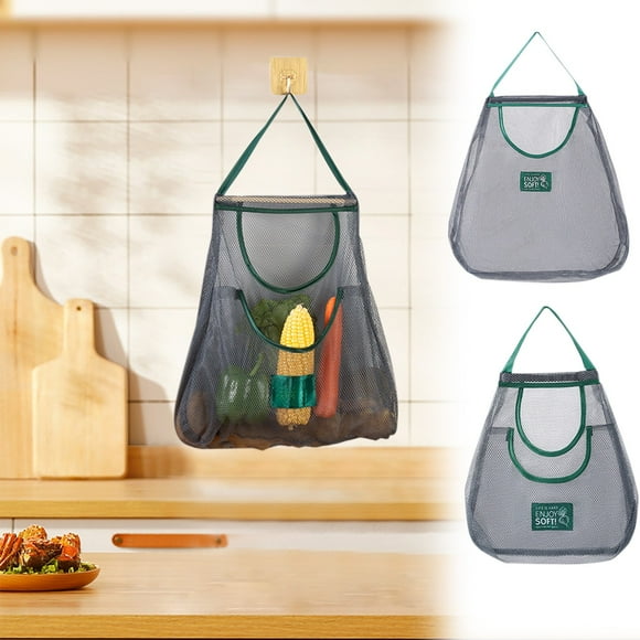 kkbbma Clearance Hanging Mesh Storage Bags - Reusable Hanging Mesh Storage Produce Bags for Kitchen Storage Fruits, Onion, Garlic & Vegetables, Breathable Shopping Storage Handbag