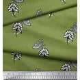 thumbnail image 2 of Soimoi Green Polyester Crepe Fabric Floral & Insect Print Fabric by The Yard 42 Inch Wide, 2 of 3
