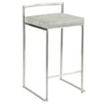 thumbnail image 2 of Fuji Contemporary Stackable Counter Stool In Stainless Steel With Light Grey Cowboy Fabric Cushion - Set Of 2, 2 of 7