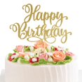 thumbnail image 1 of Decoración para tartas EIOAUY Happy Birthday, 23 cm, purpurina, color dorado champán, 1 of 6