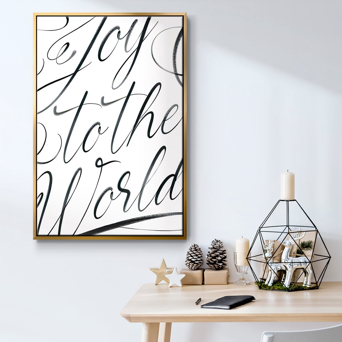Joy To The World - Framed Gallery Wrapped Holiday Canvas - 17 x 25 - Gold Frame