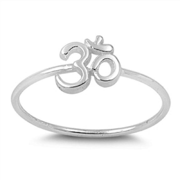 Sterling Silver Om Sign Wire Ring