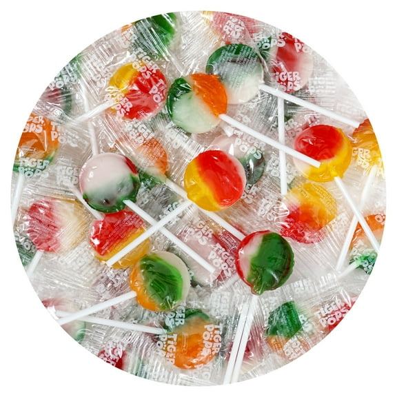 Colombina Tiger Pops lollipops, 2 Pound Bulk Candy (Approx. 75 pcs.), Individually Wrapped Strawberry Candy, The Hampton Popcorn & Candy Company