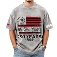 thumbnail image 2 of CIENVNSTG Men's USA Patriotic Independence Day Oversize Shirts Short Sleeve Crewneck Graphic Tees 250th Anniversary 1776-2026 Star and Stripe Flag Casual Tops Light Gray XL, 2 of 4