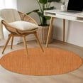 thumbnail image 5 of Burnt Orange 3.3ft Round Rug, Farmhouse Burlap Solid Orange Color Modern Linen Texture Non-Skid Rubber Backing Large Area Rugs - Living Room Bedroom Home Office, Indoor Floor Mat Carpets Washable Rug, 5 of 9