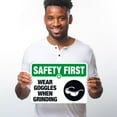 thumbnail image 2 of Wear Goggles When Grinding Sign, OSHA Safety First Sign, 10x14 Aluminum, 2 of 4