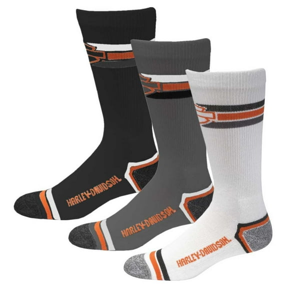 Harley-Davidson Men's 3 Pack Retro Rider Wicking Socks D99218870-990, Harley Davidson