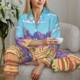 thumbnail image 6 of Picia Pixel Desert Landscape Pattern Women’s Long-Sleeve Sleepwear Set - Soft 2-Piece Loungewear with Pockets, Comfy PJs for Relaxing Nights-, 6 of 7