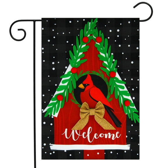 Briarwood Lane Winter Birdhouse Burlap Garden Flag