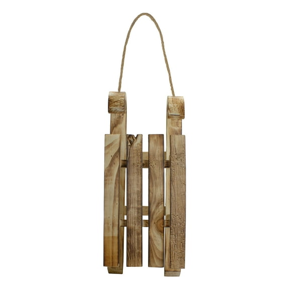 Northlight Rustic Wooden Sleigh with Twine Rope Christmas Wall Decoration - 16"