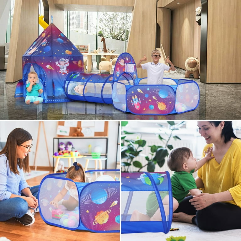 Yexmas 3 in 1 Kids Ball Pit with Play Tent and Play Tunnel, Kids Pop Up Tent  for Indoor Outdoor, Toys for Boys Girls Babies Toddlers Playhouse 