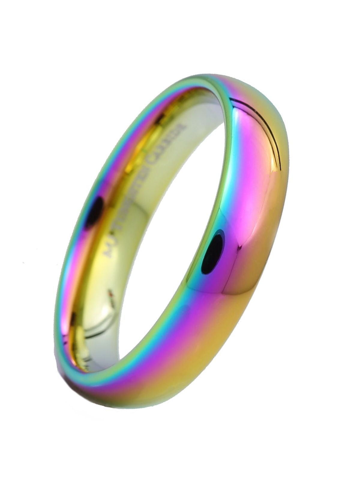 5mm Multi Colored Gold Plated Rainbow Ring Tungsten Carbide Band