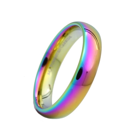 MJ Metals Jewelry Tungsten Carbide 5mm Multi Colored Gold Plated Rainbow Unisex Ring Band