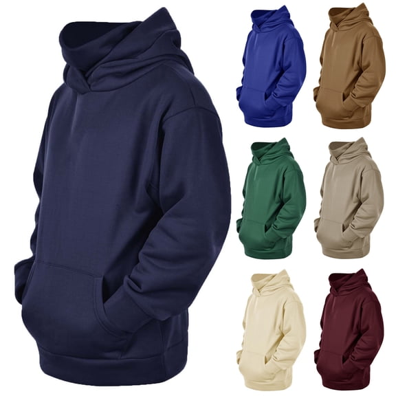 Chiccall Mens Fleece Hoodie Long Sleeve Solid Color Hooded Sweatshirts Casual Loose Fit Athletic Workout Pullover Tops with Pocket