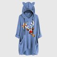 thumbnail image 2 of Top de manga larga con cuello redondo y capucha para mujer con estampado navideño y bolsillo suelto para mujer Pompotops FGAJ11136, 2 of 6