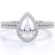 thumbnail image 1 of JeenMata Anillo de Bodas Exclusivo con Halo de Moissanita de Corte Pera de 1,25 Quilates para Ella en Oro Blanco de 18 K sobre Plata, 1 of 6