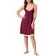 thumbnail image 2 of INSPIRAR CHIC Pijamas de Noche para Mujeres con Escote en V y Encaje, Vestido de Dormir, Ropa de Lounge, Talla XS, Rojo, 2 of 6