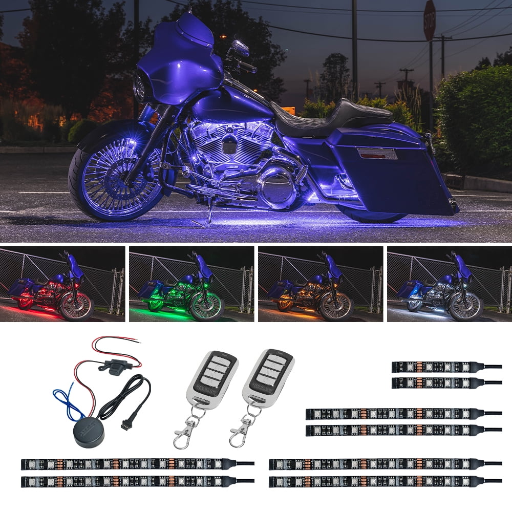 LEDGlow 8pc Advanced Million Color LED Flexible Motorcycle Lighting Kit