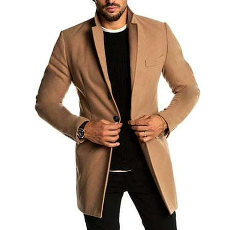INCERUN Men's Parka Overcoat Casual Formal Long Sleeve Blazer Outwear ...