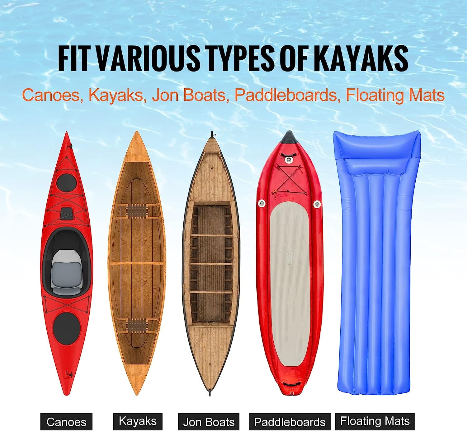 CHTER Kayak Cart, 250lbs Load Capacity, Foldable Kayak Dolly Aluminum Kayak Wheels with 10'' Solid Tires for Kayaks Carrier Canoes Paddleboard Kayak Trolley Float Mats Jon Boats