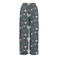thumbnail image 4 of Women's Fashion Pocket Valentine's Day Print Stretch Adjustable Drawstring Wide Leg Pants, Elastic Waist Holiday Pants, Casual Lounge Wear for Women,Green,S, 4 of 8