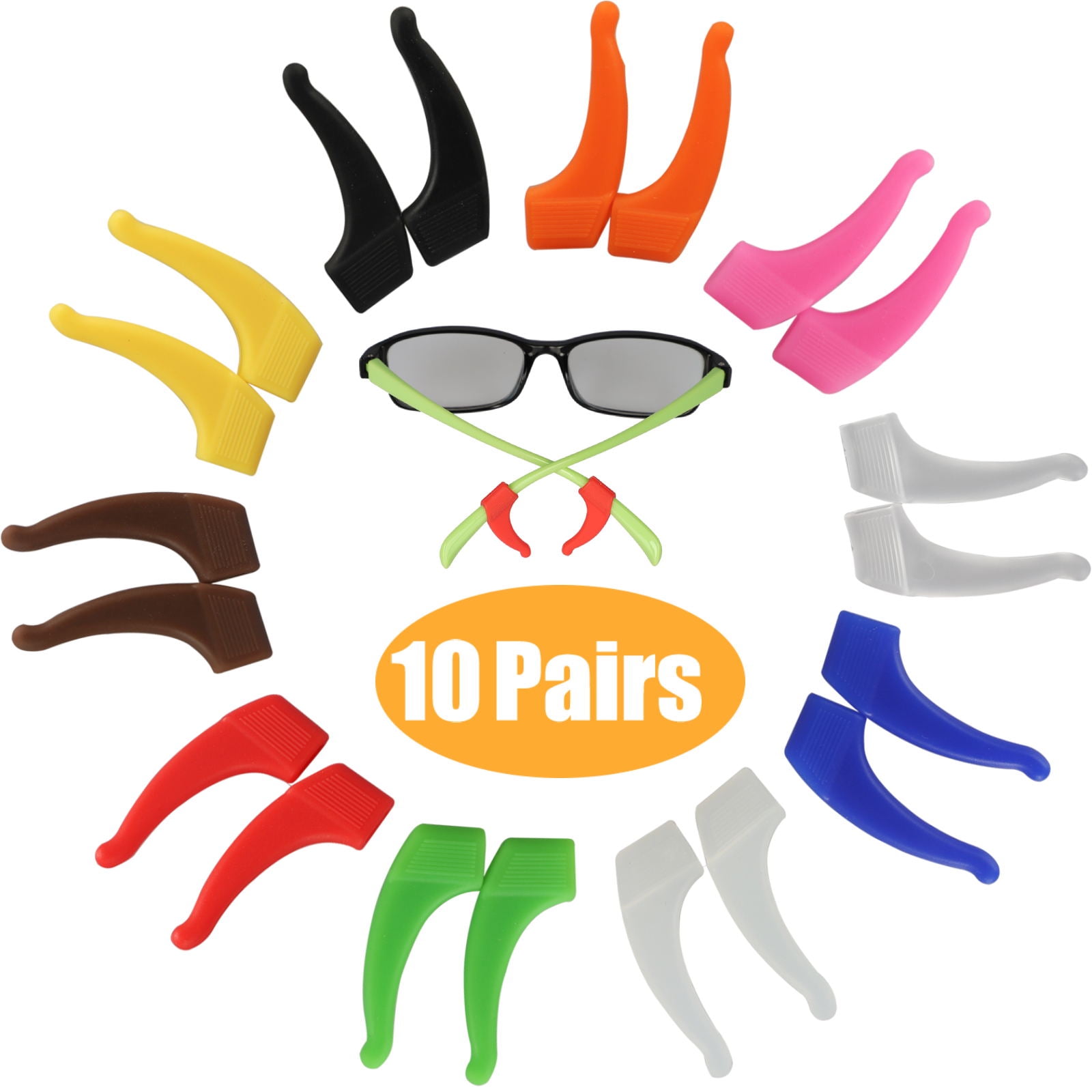 Kegiani 10 Sets Glasses Stapes with Eyeglasses Ear Grip Hooks Anti Slip Glasses Holder for Kids and Adult Sport Silicone Spectacles Cord Sunglasses Retainer 