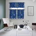 thumbnail image 4 of Blue Snowflake Christmas Kitchen Curtains Sets for Windows 24 Inch Length, Xmas Snowflake Rod Pocket Window Treatments Tier Curtains and Valances Set for Bedroom/Bathroom, 4 of 8